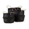 Ella (Set of 3) Black Seagrass Basket W/ Light Brown Handles by Mercana at Eve Furniture