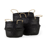 Ella (Set of 3) Black Seagrass Basket W/ Light Brown Handles by Mercana at Eve Furniture