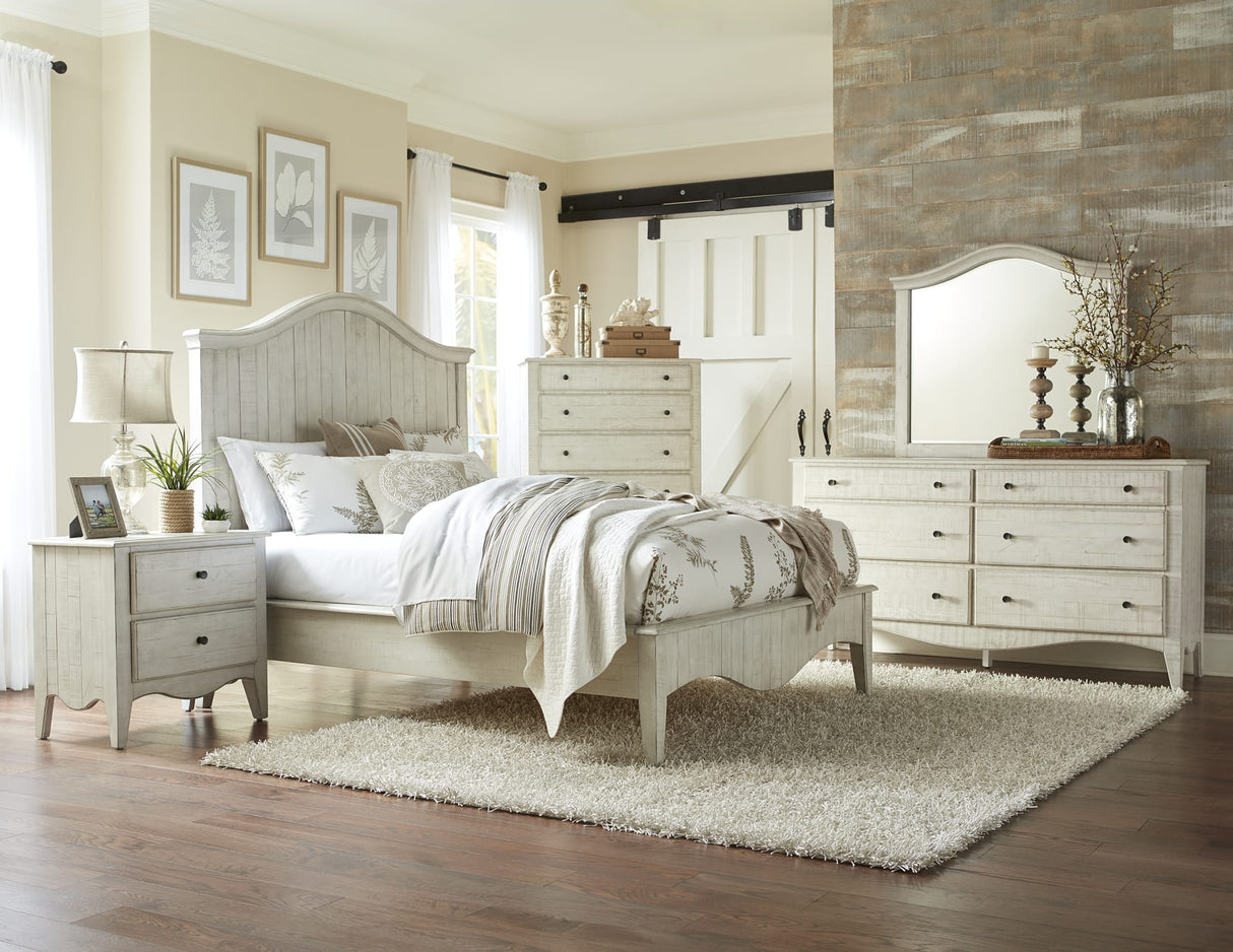Ella White Wash Solid Wood California King Crown Bed by Modus Furniture at Eve Furniture