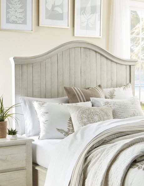 Ella White Wash Solid Wood California King Crown Bed by Modus Furniture at Eve Furniture