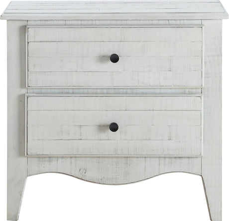 Ella White Wash Solid Wood Two Drawer Nightstand by Modus Furniture at Eve Furniture