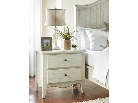 Ella White Wash Solid Wood Two Drawer Nightstand by Modus Furniture at Eve Furniture