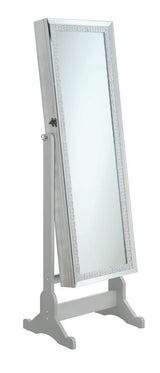 Elle Silver Jewelry Cheval Mirror with Crystal Trim by Coaster at Eve Furniture