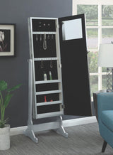 Elle Silver Jewelry Cheval Mirror with Crystal Trim by Coaster at Eve Furniture