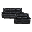 Ellicott Black Genuine Leather Double Reclining Living Room Set by Homelegance at Eve Furniture