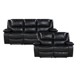 Ellicott Black Genuine Leather Double Reclining Living Room Set by Homelegance at Eve Furniture