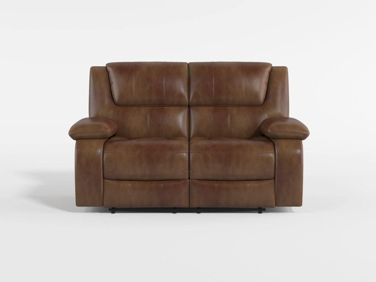 Ellicott Black Genuine Leather Double Reclining Love Seat by Homelegance at Eve Furniture