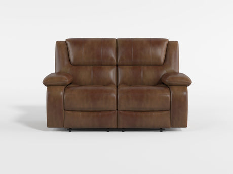 Ellicott Black Genuine Leather Double Reclining Love Seat by Homelegance at Eve Furniture