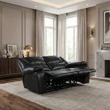Ellicott Black Genuine Leather Double Reclining Love Seat by Homelegance at Eve Furniture