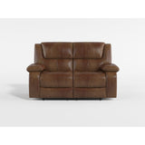 Ellicott Black Genuine Leather Double Reclining Love Seat by Homelegance at Eve Furniture