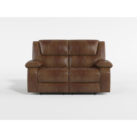 Ellicott Black Genuine Leather Double Reclining Love Seat by Homelegance at Eve Furniture