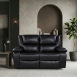 Ellicott Black Genuine Leather Double Reclining Love Seat by Homelegance at Eve Furniture