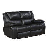 Ellicott Black Genuine Leather Double Reclining Love Seat by Homelegance at Eve Furniture