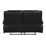 Ellicott Black Genuine Leather Double Reclining Love Seat by Homelegance at Eve Furniture