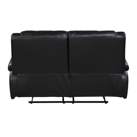 Ellicott Black Genuine Leather Double Reclining Love Seat by Homelegance at Eve Furniture