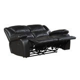 Ellicott Black Genuine Leather Double Reclining Love Seat by Homelegance at Eve Furniture