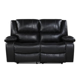 Ellicott Black Genuine Leather Double Reclining Love Seat by Homelegance at Eve Furniture