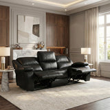 Ellicott Black Genuine Leather Double Reclining Sofa by Homelegance at Eve Furniture