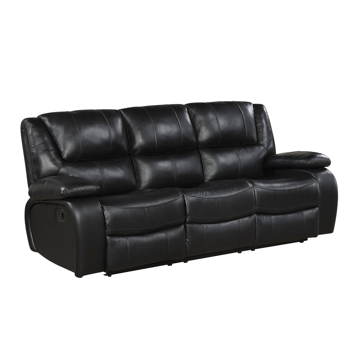 Ellicott Black Genuine Leather Double Reclining Sofa by Homelegance at Eve Furniture