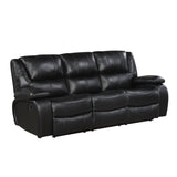 Ellicott Black Genuine Leather Double Reclining Sofa by Homelegance at Eve Furniture