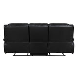 Ellicott Black Genuine Leather Double Reclining Sofa by Homelegance at Eve Furniture