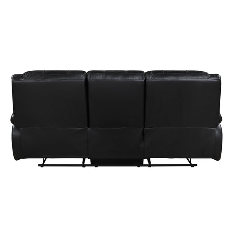 Ellicott Black Genuine Leather Double Reclining Sofa by Homelegance at Eve Furniture