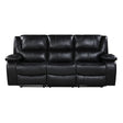 Ellicott Black Genuine Leather Double Reclining Sofa by Homelegance at Eve Furniture