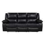 Ellicott Black Genuine Leather Double Reclining Sofa by Homelegance at Eve Furniture