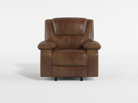 Ellicott Black Genuine Leather Glider Reclining Chair by Homelegance at Eve Furniture