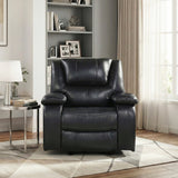 Ellicott Black Genuine Leather Glider Reclining Chair by Homelegance at Eve Furniture