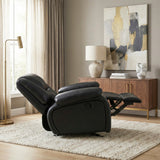 Ellicott Black Genuine Leather Glider Reclining Chair by Homelegance at Eve Furniture