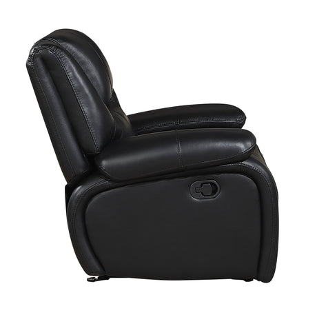 Ellicott Black Genuine Leather Glider Reclining Chair by Homelegance at Eve Furniture