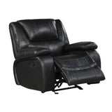 Ellicott Black Genuine Leather Glider Reclining Chair by Homelegance at Eve Furniture