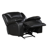 Ellicott Black Genuine Leather Glider Reclining Chair by Homelegance at Eve Furniture