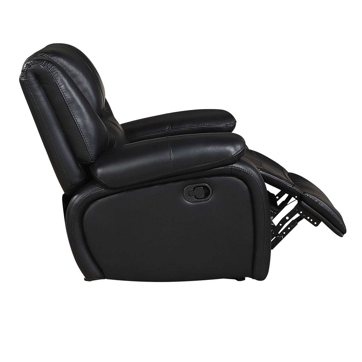 Ellicott Black Genuine Leather Glider Reclining Chair by Homelegance at Eve Furniture