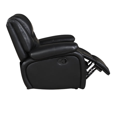 Ellicott Black Genuine Leather Glider Reclining Chair by Homelegance at Eve Furniture