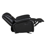 Ellicott Black Genuine Leather Glider Reclining Chair by Homelegance at Eve Furniture