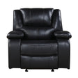 Ellicott Black Genuine Leather Glider Reclining Chair by Homelegance at Eve Furniture