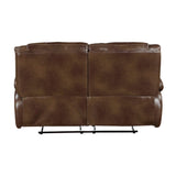 Ellicott Brown Leather Double Reclining Loveseat by Homelegance at Eve Furniture
