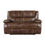 Ellicott Brown Leather Double Reclining Loveseat by Homelegance at Eve Furniture