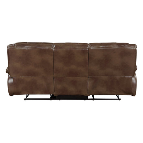 Ellicott Brown Leather Double Reclining Sofa by Homelegance at Eve Furniture