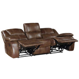 Ellicott Brown Leather Double Reclining Sofa by Homelegance at Eve Furniture