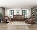Ellicott Brown Leather Double Reclining Sofa by Homelegance at Eve Furniture
