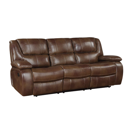 Ellicott Brown Leather Double Reclining Sofa by Homelegance at Eve Furniture