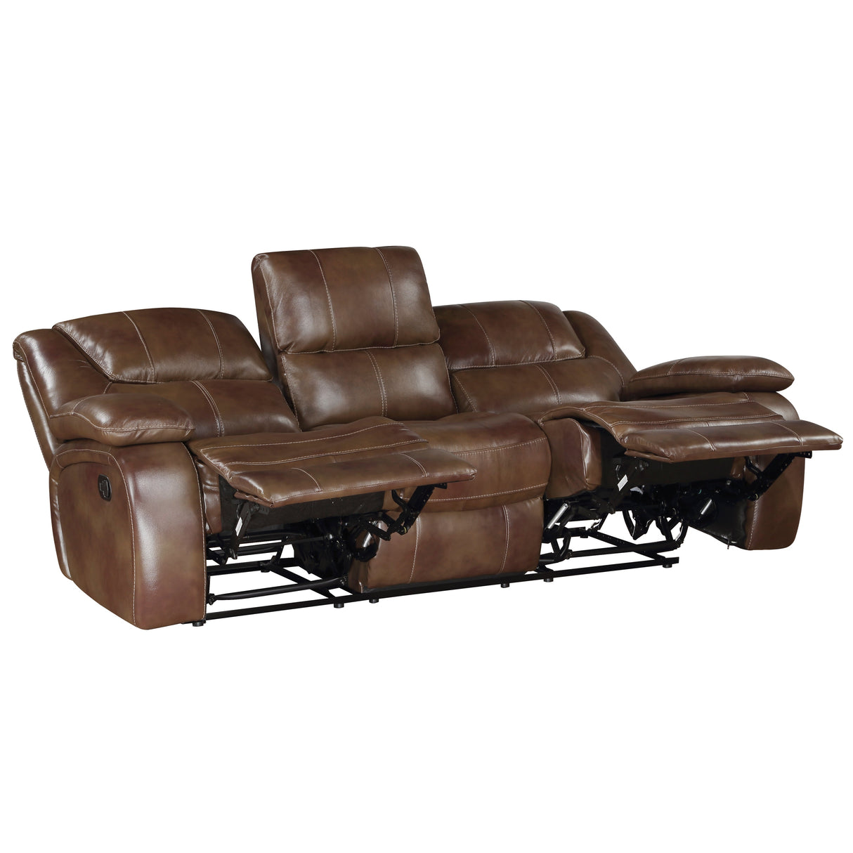 Ellicott Brown Leather Double Reclining Sofa by Homelegance at Eve Furniture