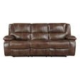 Ellicott Brown Leather Double Reclining Sofa by Homelegance at Eve Furniture
