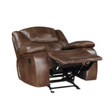 Ellicott Brown Leather Glider Reclining Chair by Homelegance at Eve Furniture