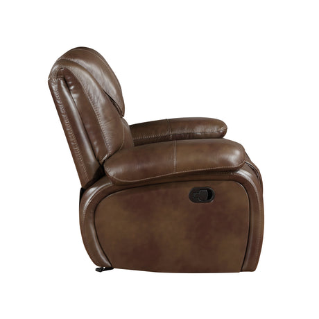 Ellicott Brown Leather Glider Reclining Chair by Homelegance at Eve Furniture