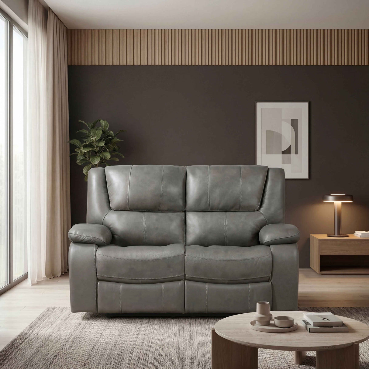 Ellicott Gray Double Reclining Loveseat by Homelegance at Eve Furniture