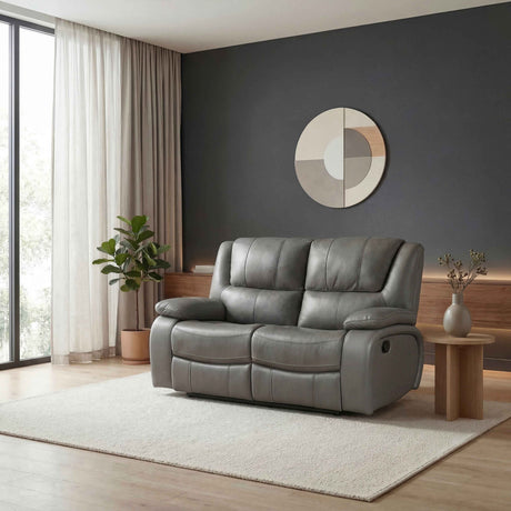 Ellicott Gray Double Reclining Loveseat by Homelegance at Eve Furniture
